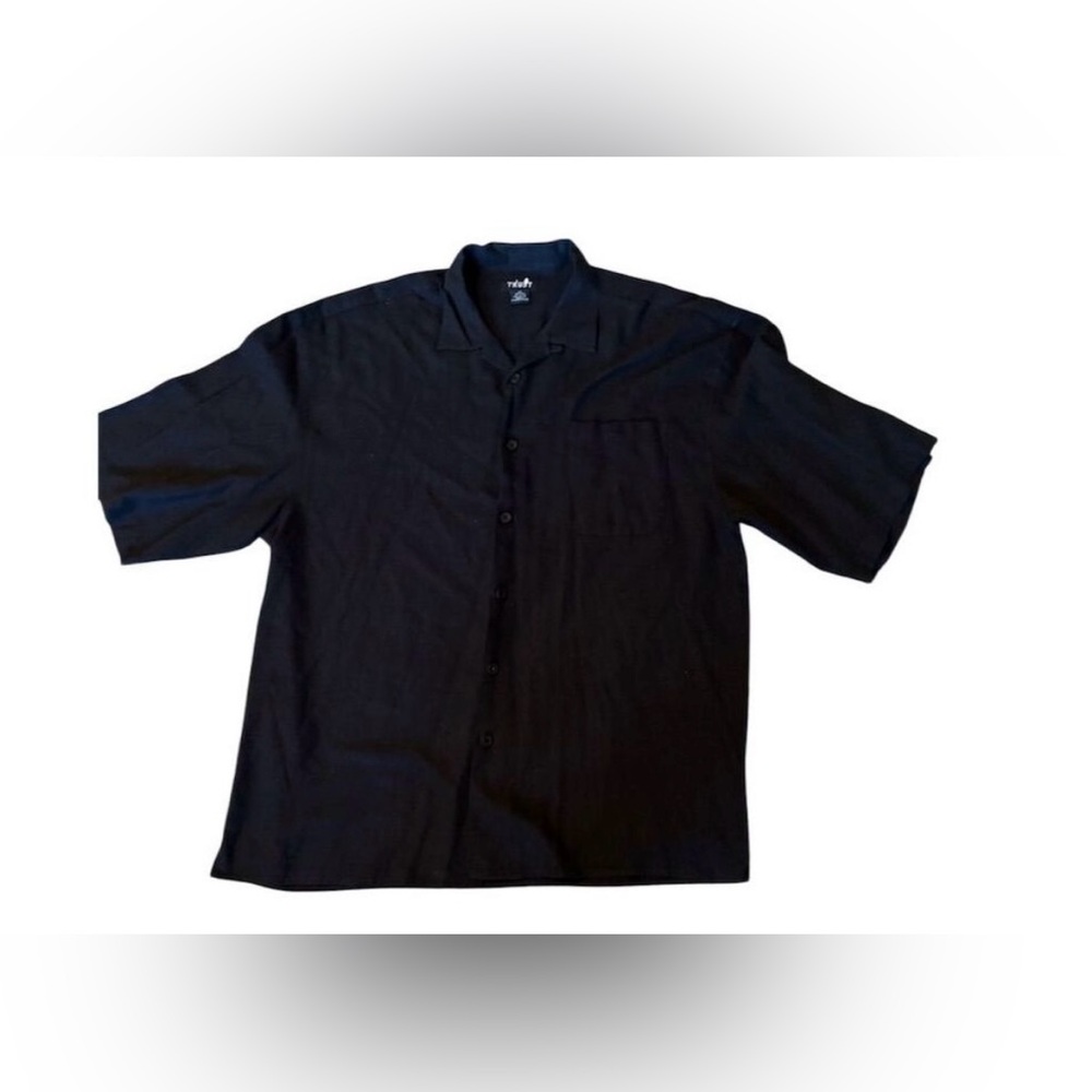 Vintage Trust Men's Black Short Sleeve Button Shirt Size 5XL Big & Tall Casual